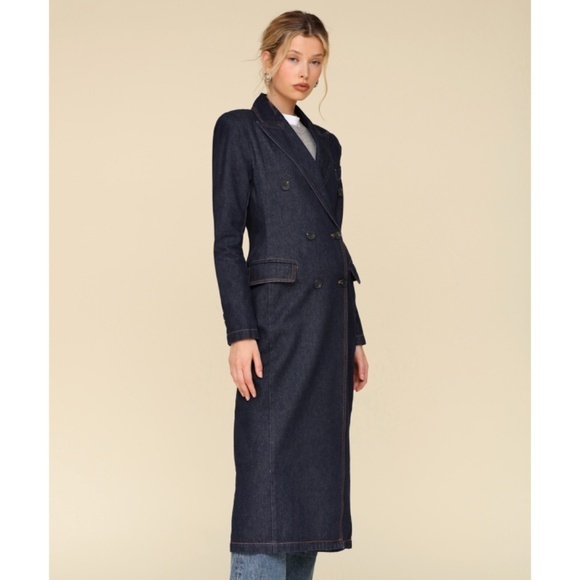 New Avec Les Filles Double Breasted Denim Coat XS - Picture 1 of 10